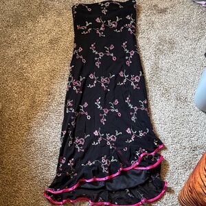 My Michelle Black Dress with Pink Floral Design